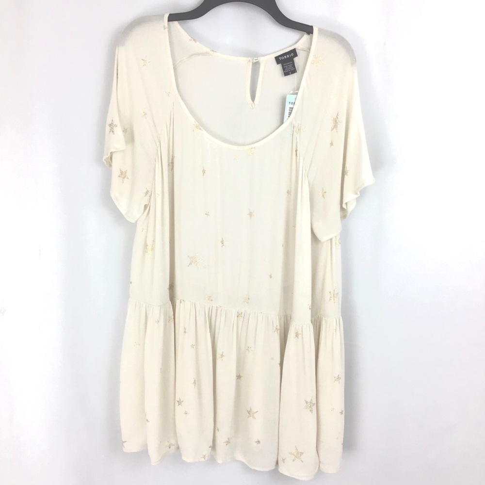 NWT Torrid Cream Star Peplum Top